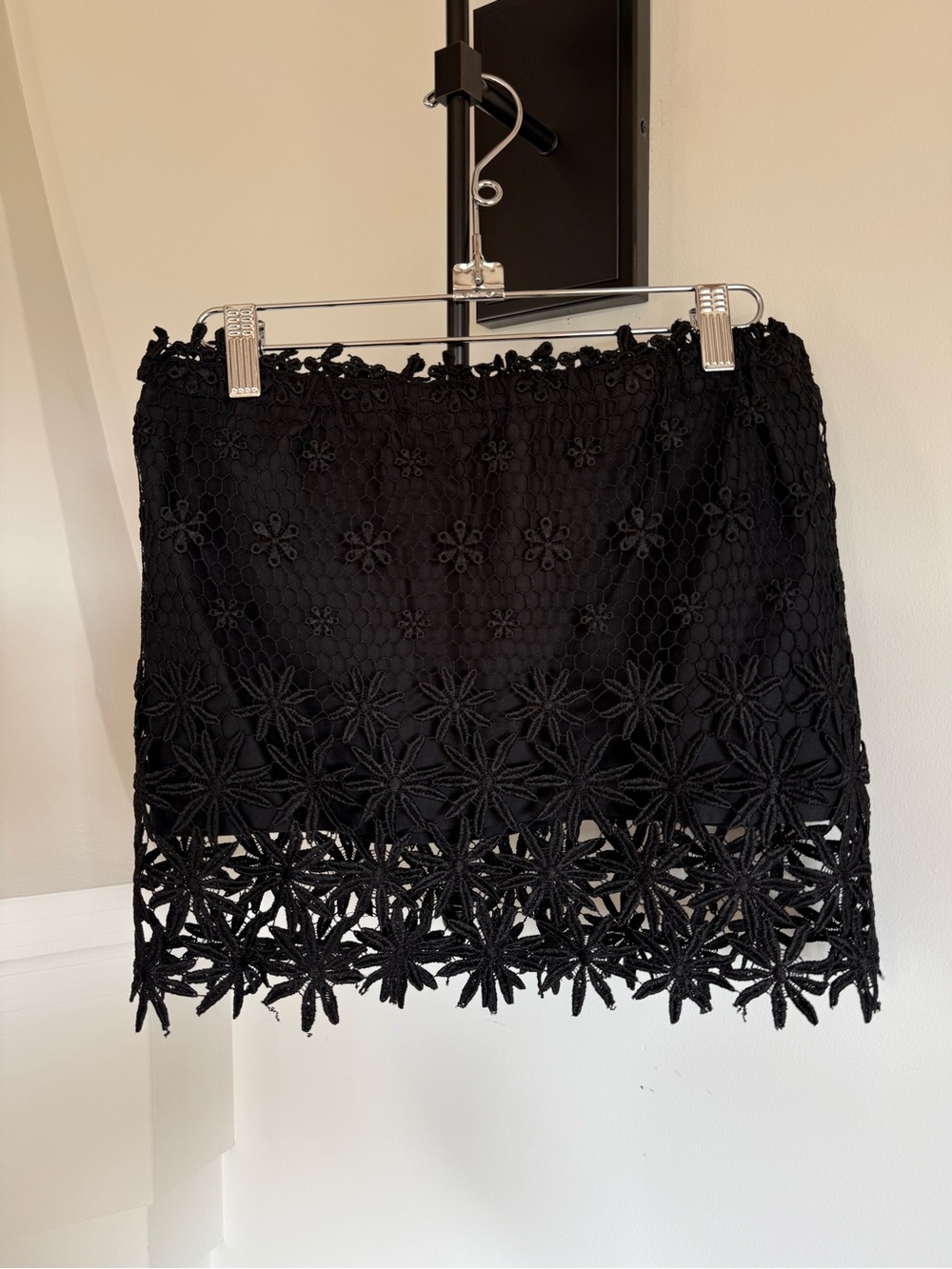 Stone Cold Fox Black Crochet Floral Mini Skirt